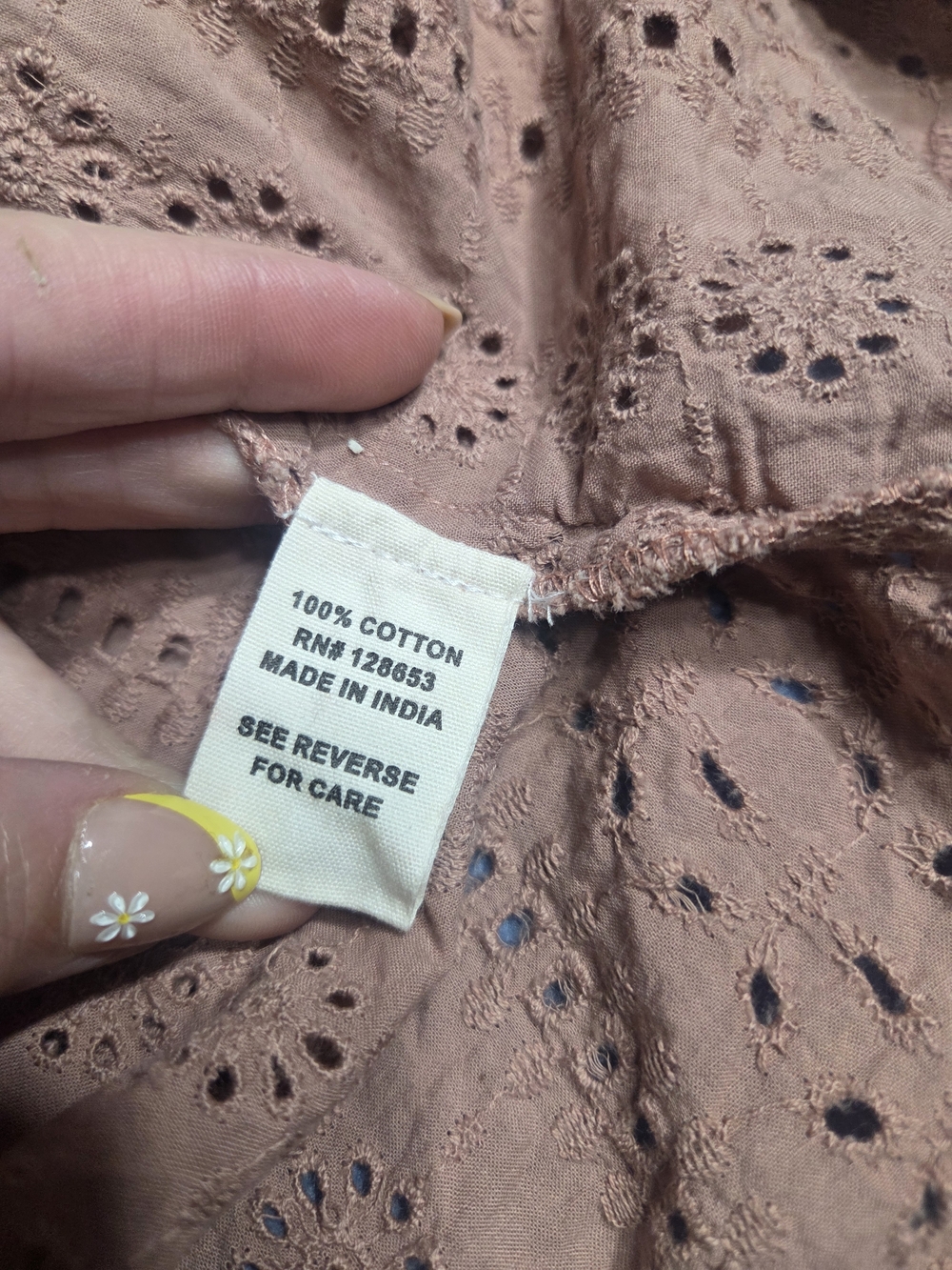 Joie Dusty Rose Eyelet Crochet V-Neck Tank - Picture 5 of 7